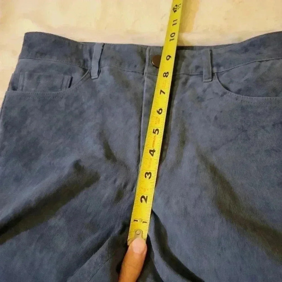 Theory Washable Stretch Genuine Suede Leather FivePocket Cropped Pants Blue Lamb - Picture 10 of 11
